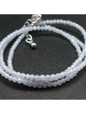 Aquamarine faceted bead  necklace NEW